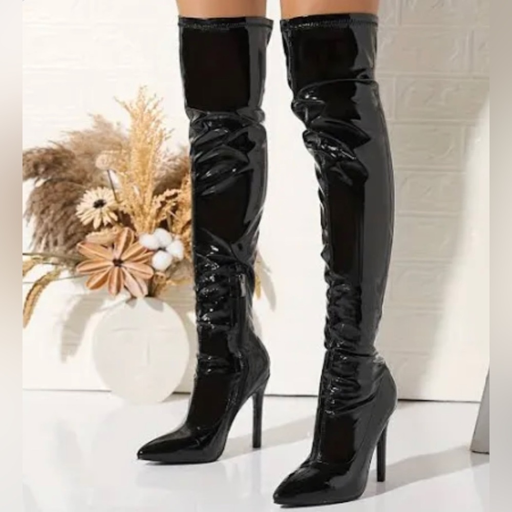 Thigh High Leather Heels